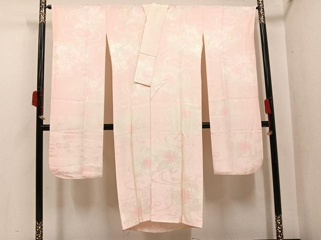 平和屋着物●振袖用長襦袢　袷　草花地紋　暈し染め　正絹　逸品　AABI6251ph