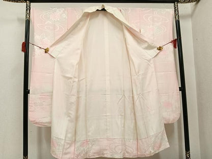 平和屋着物●振袖用長襦袢　袷　草花地紋　暈し染め　正絹　逸品　AABI6251ph