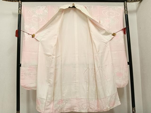 平和屋着物●振袖用長襦袢　袷　草花地紋　暈し染め　正絹　逸品　AABI6251ph