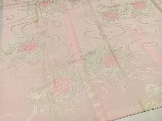 平和屋着物●振袖用長襦袢　袷　草花地紋　暈し染め　正絹　逸品　AABI6251ph