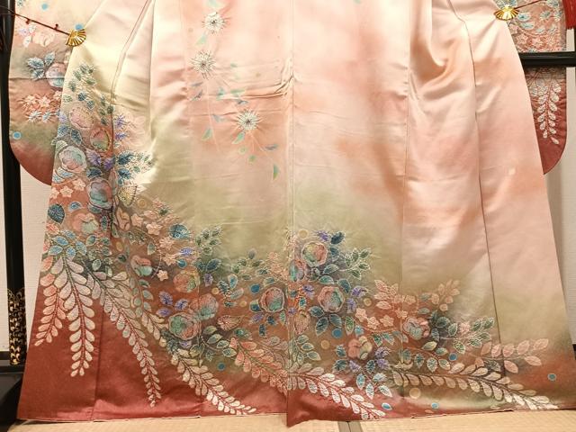 平和屋着物●伯河貞雄　振袖　作家物　辻が花　絞り　暈し染め　正絹　逸品　AABI6253ph