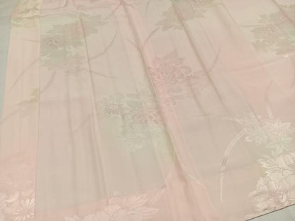 平和屋着物●振袖用長襦袢　無双仕立て　花地紋　半衿刺繍　正絹　逸品　未使用　AABI6256ph