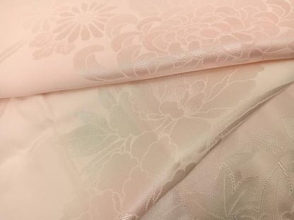 平和屋着物●振袖用長襦袢　無双仕立て　花地紋　半衿刺繍　正絹　逸品　未使用　AABI6256ph