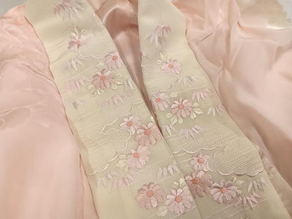 平和屋着物●振袖用長襦袢　無双仕立て　花地紋　半衿刺繍　正絹　逸品　未使用　AABI6256ph