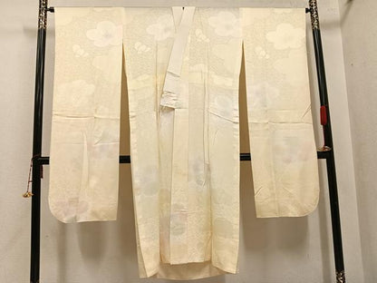 平和屋着物●振袖用長襦袢　無双仕立て　梅地紋　暈し染め　正絹　逸品　AABI6257ph