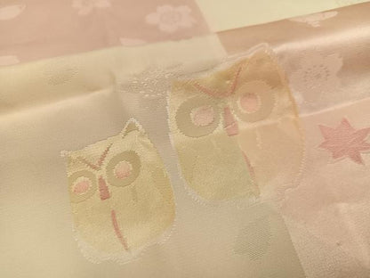 平和屋着物●振袖用長襦袢　無双仕立て　地紋起こし　ミミズク　市松草花地紋　暈し染め　正絹　逸品　AABI6258ph