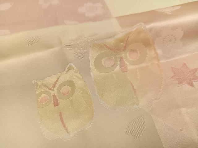 平和屋着物●振袖用長襦袢　無双仕立て　地紋起こし　ミミズク　市松草花地紋　暈し染め　正絹　逸品　AABI6258ph
