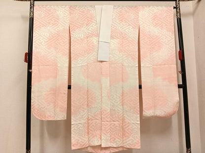 平和屋着物●振袖用長襦袢　紗綾形草花地紋　暈し染め　正絹　逸品　AABI6259ph