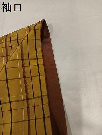 平和屋着物●黄八丈　紬　格子　正絹　逸品　AABI6262ph