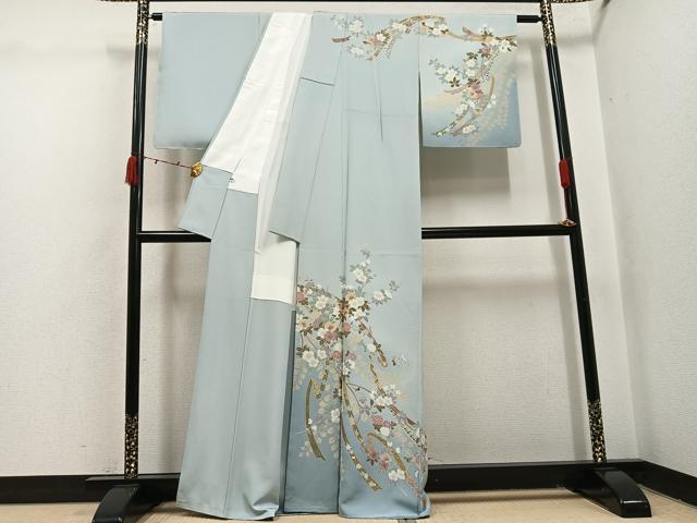 平和屋着物●訪問着　枝花文　暈し染め　金彩　正絹　逸品　未使用　AABI6266ph
