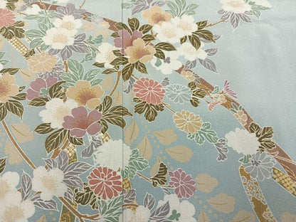 平和屋着物●訪問着　枝花文　暈し染め　金彩　正絹　逸品　未使用　AABI6266ph