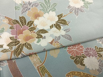 平和屋着物●訪問着　枝花文　暈し染め　金彩　正絹　逸品　未使用　AABI6266ph