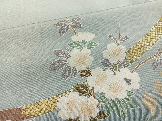 平和屋着物●訪問着　枝花文　暈し染め　金彩　正絹　逸品　未使用　AABI6266ph
