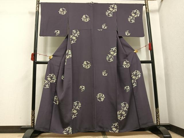 平和屋着物●上質な小紋　更紗唐草文　金彩　正絹　逸品　AABI6267ph