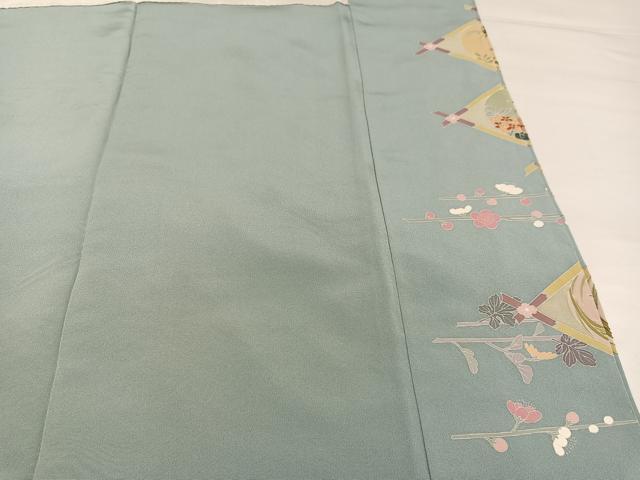平和屋着物●訪問着　友禅　中国三大刺繍　相良刺繍　天井草花文　正絹　逸品　AABI6269ph