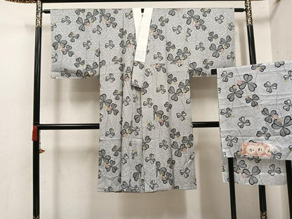 平和屋着物●長襦袢　無双仕立て　クローバー　反端付き　正絹　逸品　未使用　AABI6271ph