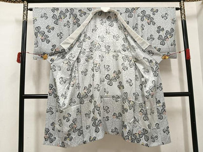 平和屋着物●長襦袢　無双仕立て　クローバー　反端付き　正絹　逸品　未使用　AABI6271ph