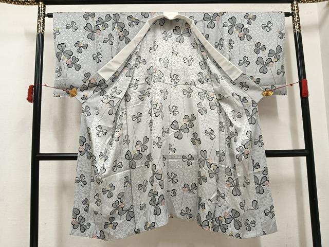 平和屋着物●長襦袢　無双仕立て　クローバー　反端付き　正絹　逸品　未使用　AABI6271ph