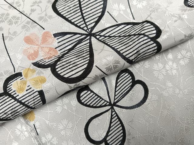 平和屋着物●長襦袢　無双仕立て　クローバー　反端付き　正絹　逸品　未使用　AABI6271ph
