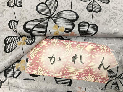 平和屋着物●長襦袢　無双仕立て　クローバー　反端付き　正絹　逸品　未使用　AABI6271ph