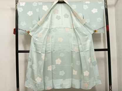 平和屋着物●長襦袢　無双仕立て　梅地紋　正絹　逸品　未使用　AABI6272ph