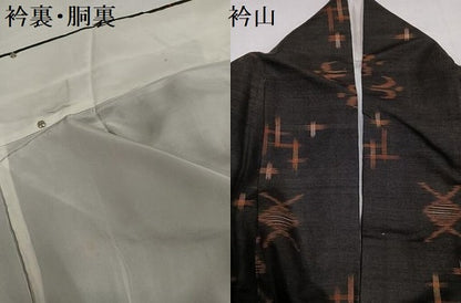 平和屋着物●国指定重要無形文化財　本場久米島紬　手織　正絹　逸品　AABI6277ph
