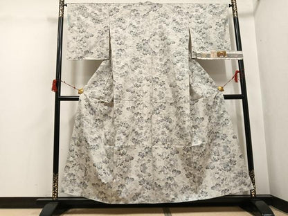 平和屋着物●本場大島紬　白大島　手織り　一元7マルキ　総絣　樹林文　肥後利一作　証紙付き　正絹　逸品　未使用　AABI6278ph