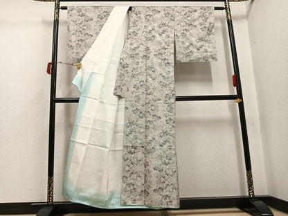 平和屋着物●本場大島紬　白大島　手織り　一元7マルキ　総絣　樹林文　肥後利一作　証紙付き　正絹　逸品　未使用　AABI6278ph