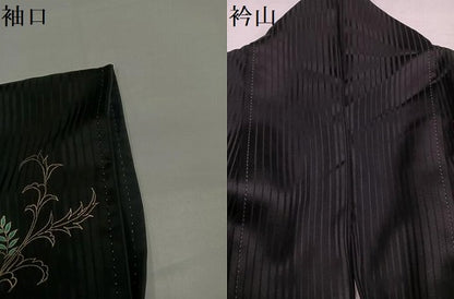 平和屋着物●染織作家　染織デザイナー　大島明　訪問着　花鳥唐草文　黒地　金銀彩　正絹　逸品　AABI6283ph