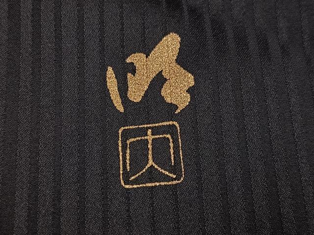 平和屋着物●染織作家　染織デザイナー　大島明　訪問着　花鳥唐草文　黒地　金銀彩　正絹　逸品　AABI6283ph