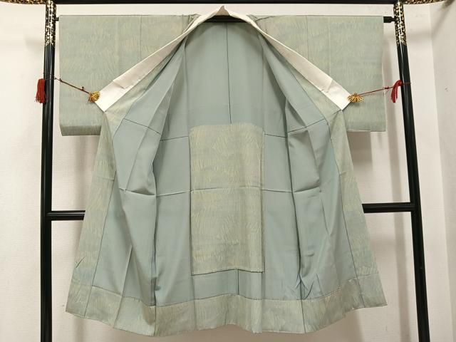 平和屋着物●長襦袢　無双仕立て　宇治茶の葉染　霞文　反端付き　正絹　逸品　AABI6286ph