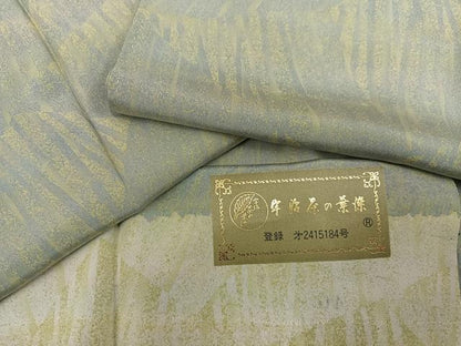 平和屋着物●長襦袢　無双仕立て　宇治茶の葉染　霞文　反端付き　正絹　逸品　AABI6286ph