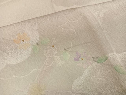 平和屋着物●長襦袢　無双仕立て　枝花文　正絹　逸品　AABI6287ph