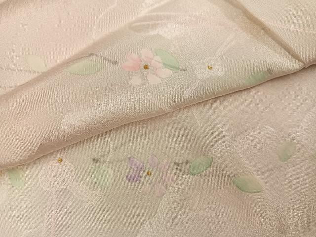 平和屋着物●長襦袢　無双仕立て　枝花文　正絹　逸品　AABI6287ph