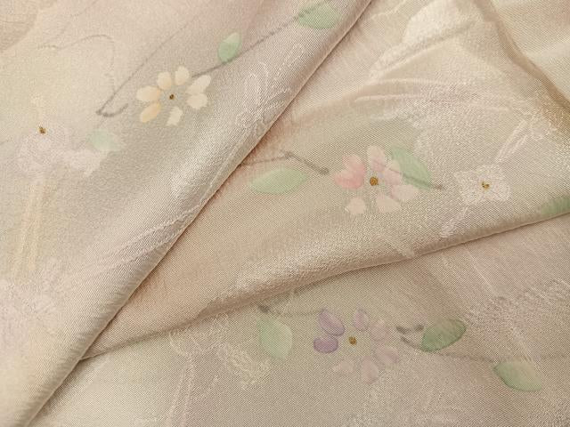 平和屋着物●長襦袢　無双仕立て　枝花文　正絹　逸品　AABI6287ph