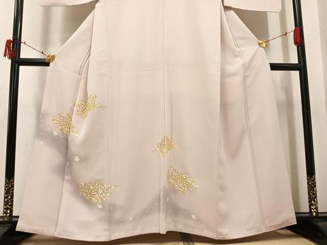 平和屋着物●訪問着　駒刺繍　流水花文　暈し染め　金彩　正絹　逸品　AABI6289ph