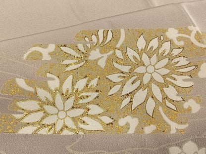 平和屋着物●訪問着　駒刺繍　流水花文　暈し染め　金彩　正絹　逸品　AABI6289ph
