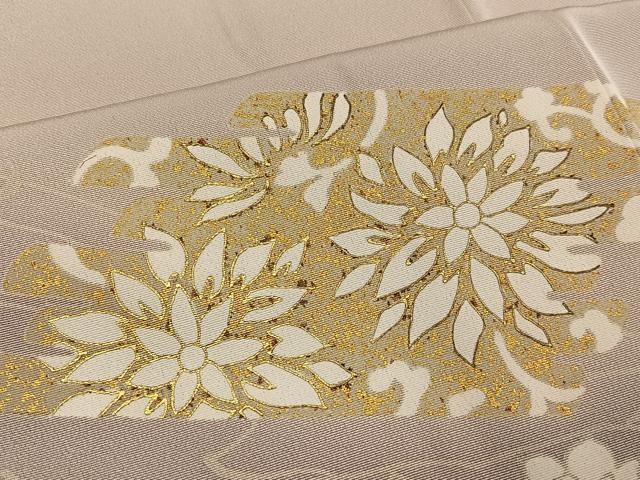 平和屋着物●訪問着　駒刺繍　流水花文　暈し染め　金彩　正絹　逸品　AABI6289ph