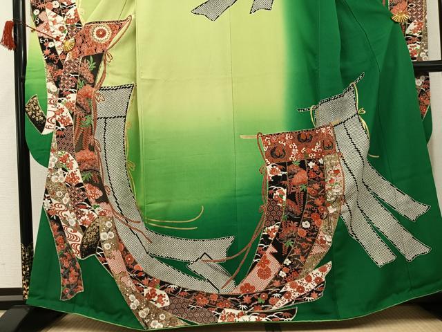 平和屋着物●豪華振袖　几帳花唐草文　暈し染め　金銀彩　正絹　逸品　AABI6291ph