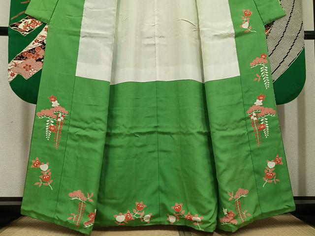 平和屋着物●豪華振袖　几帳花唐草文　暈し染め　金銀彩　正絹　逸品　AABI6291ph