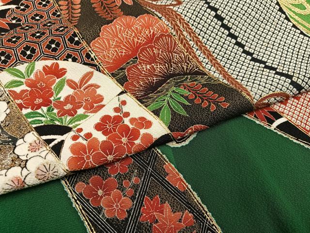 平和屋着物●豪華振袖　几帳花唐草文　暈し染め　金銀彩　正絹　逸品　AABI6291ph