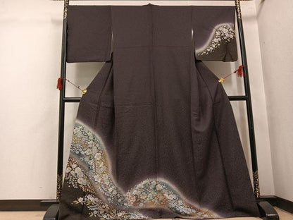 平和屋着物●訪問着　辻が花　暈し染め　金彩　銀通し地　正絹　逸品　AABI6294ph