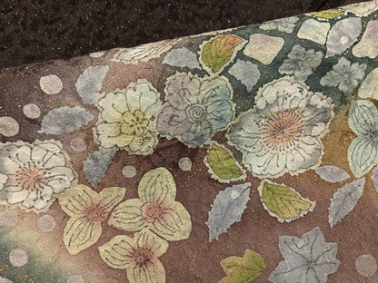平和屋着物●訪問着　辻が花　暈し染め　金彩　銀通し地　正絹　逸品　AABI6294ph
