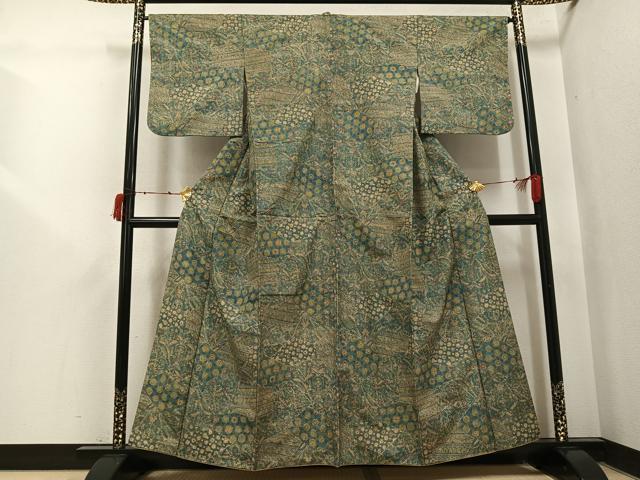 平和屋着物●本場大島紬　染大島　草花文　正絹　逸品　AABI6297ph