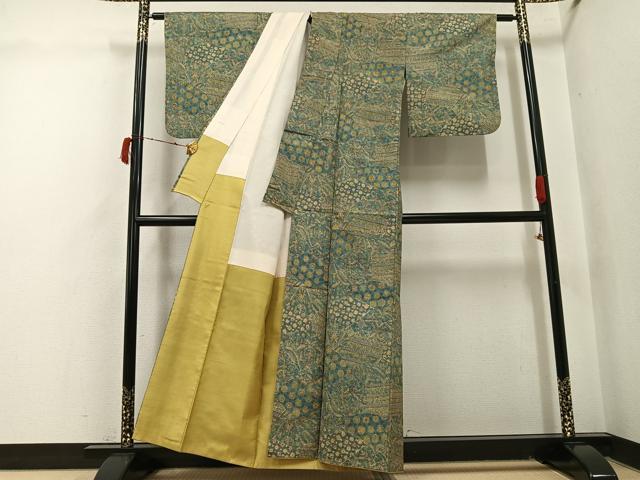 平和屋着物●本場大島紬　染大島　草花文　正絹　逸品　AABI6297ph