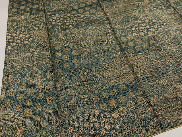 平和屋着物●本場大島紬　染大島　草花文　正絹　逸品　AABI6297ph
