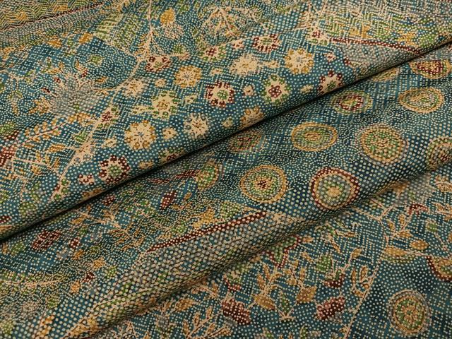 平和屋着物●本場大島紬　染大島　草花文　正絹　逸品　AABI6297ph