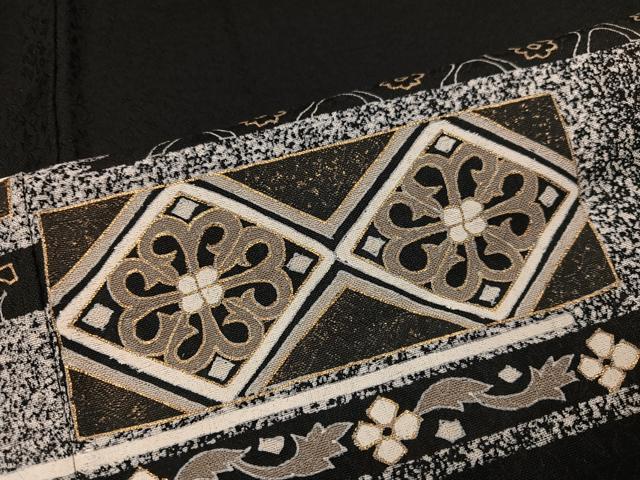 平和屋着物●訪問着　作家物　一太　竹屋町刺繍　花菱文　たたき染め　黒地　金糸　正絹　逸品　AABI6298ph
