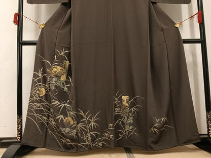 平和屋着物●訪問着　作家物　竹屋町刺繍　草花文　金彩　正絹　逸品　AABI6299ph