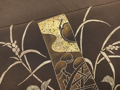 平和屋着物●訪問着　作家物　竹屋町刺繍　草花文　金彩　正絹　逸品　AABI6299ph